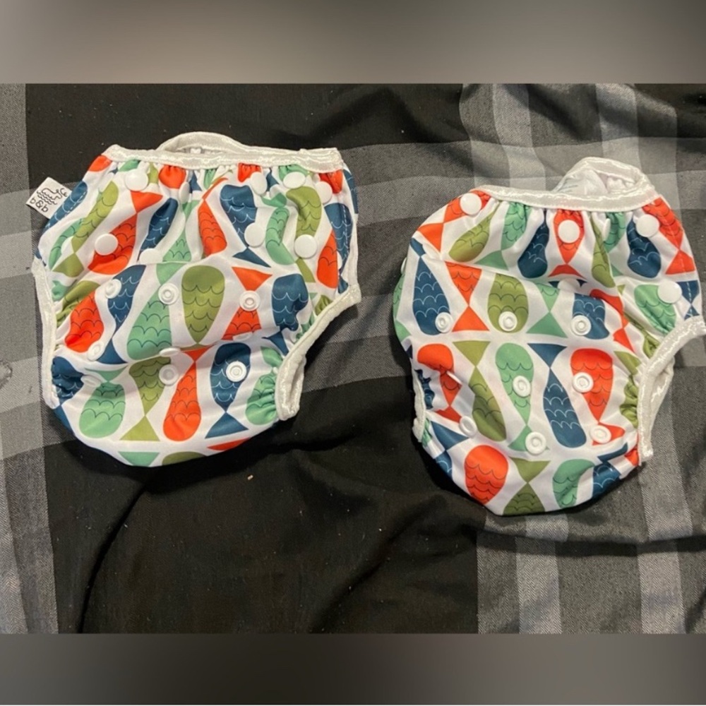 2 Beau &Belle Boy /Girl Reusable Cloth Swim Swimsuit Diaper Snap 0-36 baby